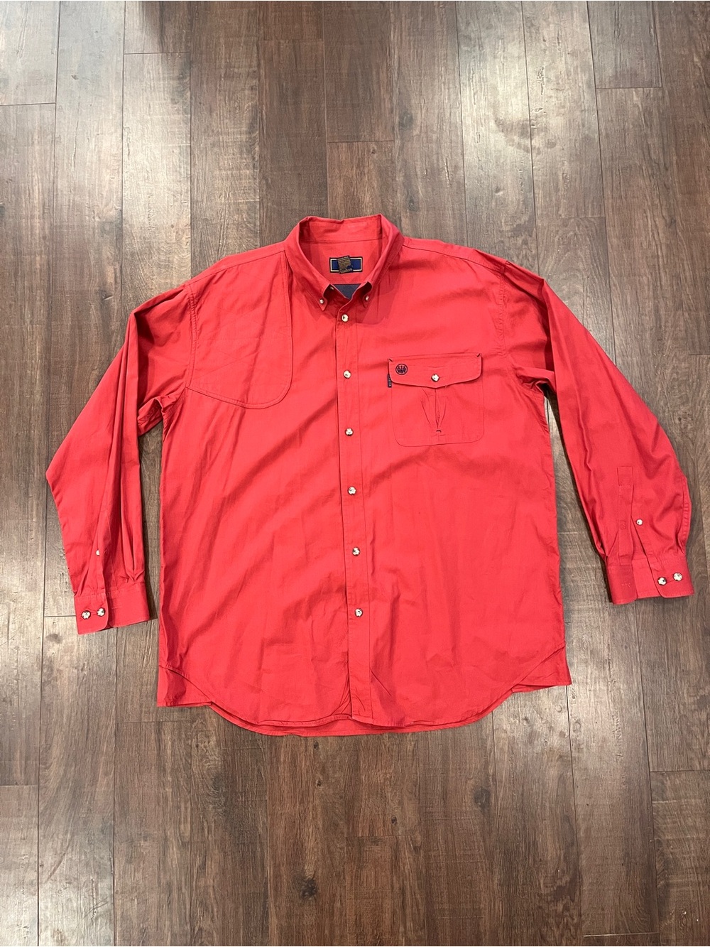 Beretta Shirt Mens 2XL Red Paded Shooting Hunting Vented Back Button Up Shirt